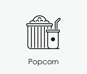 Popcorn vector icon. Editable stroke. Symbol in Line Art Style for Design, Presentation, Website or Apps Elements, Logo. Pixel vector graphics - Vector