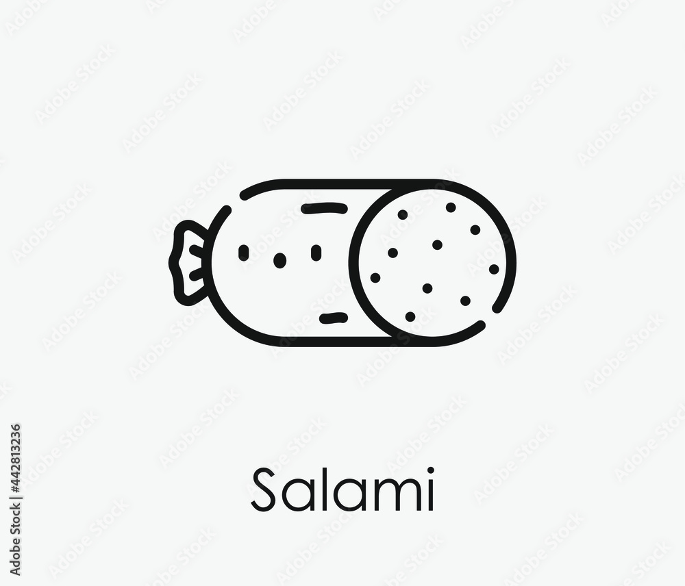 Poster salami vector icon. editable stroke. symbol in line art style for design, presentation, website or a