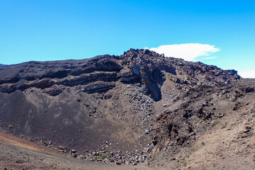 Hiking in the crater / Dormant volcano, Haleakala National Park, Maui island, Hawaii
