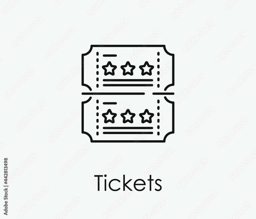 Poster tickets vector icon. editable stroke. symbol in line art style for design, presentation, website or 