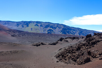 Hiking in the crater / Dormant volcano, Haleakala National Park, Maui island, Hawaii