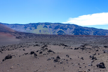 Hiking in the crater / Dormant volcano, Haleakala National Park, Maui island, Hawaii