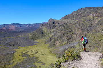 Fototapeta na wymiar Hiking in the crater / Dormant volcano, Haleakala National Park, Maui island, Hawaii