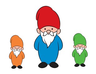 Group Of Garden Gnome Cartoon Character