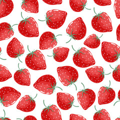 Red strawberry seamless pattern . Print for packaging, fabrics, wallpapers, textiles. Vector illustration.
