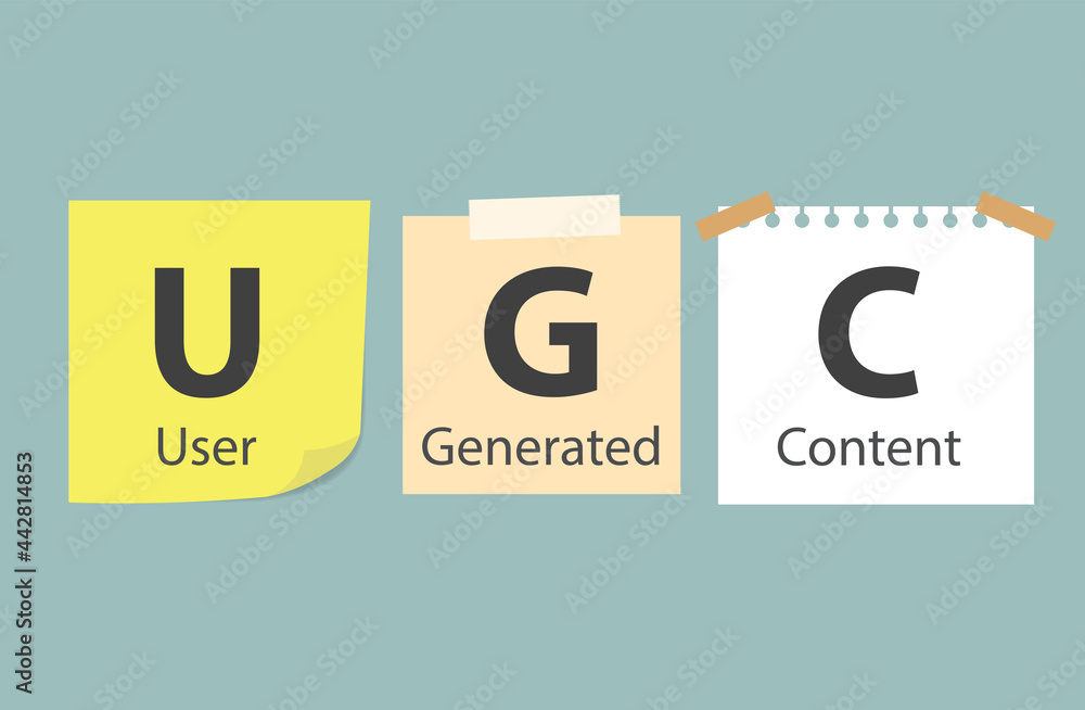 Poster ugc user generated content written on memory papers- vector illustration