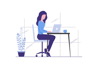 Fototapeta premium Office work concept. Colored flat vector illustration. Isolated on white background. 