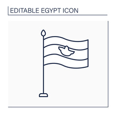 Flag line icon. Tricolour consisting of equal horizontal bands. Traditional symbol or emblem of country. Egypt concept. Isolated vector illustration. Editable stroke