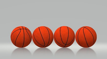 Obraz premium Basketball balls . Multiple basketball balls stand differently. 3d illustration