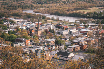 A city with a river running through it, - view of Port Jervis, New York from Elks-Brox Memorial Park