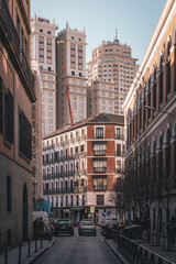 Street scene with architecture, Madrid, Spain