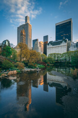 The Pond at Central Park, with Midtown Manhattan skyline, New York City