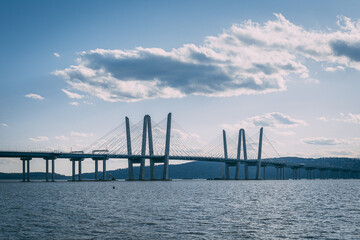 Fototapeta na wymiar The Governor Mario M. Cuomo Bridge over the Hudson River, in Tarrytown, New York