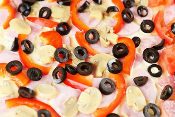 texture of raw homemade pizza top view. 