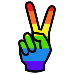 Peace Pride Rainbow Hand, LGBTQ+, Queer Positive, Freedom, Gay Rights, Love Wins Vector