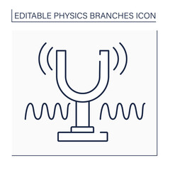 Sound and waves line icon.Oscillation in pressure, stress, particle displacement, particle velocity.Physical branches concept. Isolated vector illustration. Editable stroke