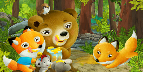 Fototapeta premium cartoon scene with friendly animal in the forest