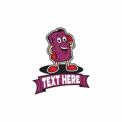 Logo Mascot Unique Character Purple Premium Vector