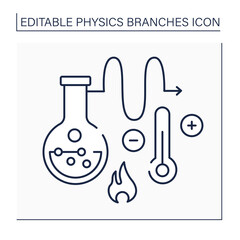 Thermodynamics line icon.Heat and temperature, relation to energy, radiation, and physical properties of matter. Energy science.Physical branches concept. Isolated vector illustration. Editable stroke