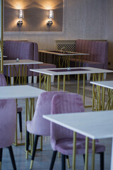 The interior of a beautiful restaurant. A cozy place for a holiday.