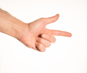 Hand Gesture and Position White Background Caucasian Middle Age Man Photograph Set 