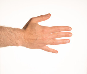 Hand Gesture and Position White Background Caucasian Middle Age Man Photograph Set 