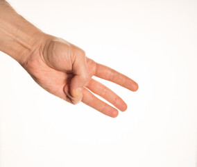 Hand Gesture and Position White Background Caucasian Middle Age Man Photograph Set 