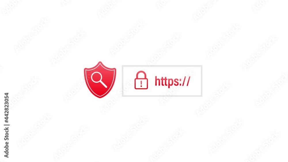 Poster secure of link red search system on white background. motion graphics.