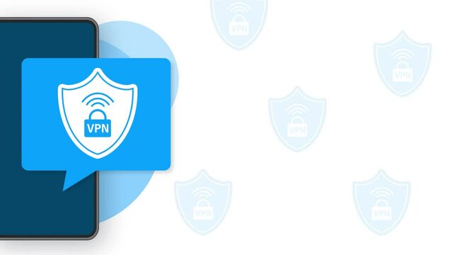 VPN flat blue secure label on white background. Motion graphics.