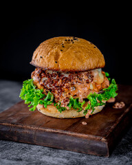 Great double beef burger with bacon