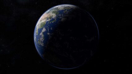 Obraz na płótnie Canvas Vista desde el espacio del planeta tierra con estrellas de fondo.