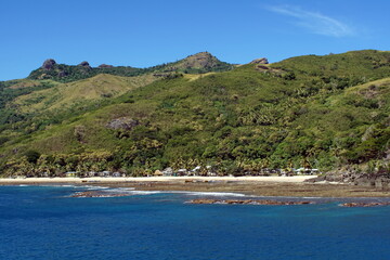 Resort on the beach, at the edge of the jungle, on an island in Fiji