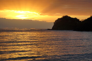 Sunset over a bay in Fiji