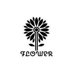 Sunflower logo design inspiration black and white color