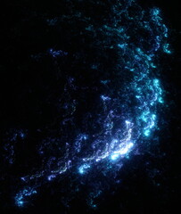 Abstract background, smooth multicolored lines on a black background.