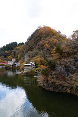 広島県帝釈峡、目立つ曇天。