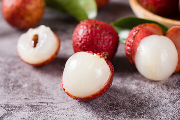 fresh litchi, lichee, lychee, or Litchi chinensis close-up