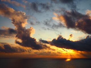 Sunrise Sky and Clouds Over Ocean