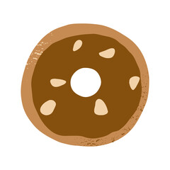 Hand drawn cafe food element almond doughnut bread bakery and pastry vector illustration