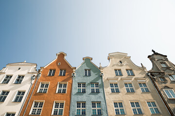 Colorful old houses at Dlugi Targ Long Market street in Gdansk, Poland