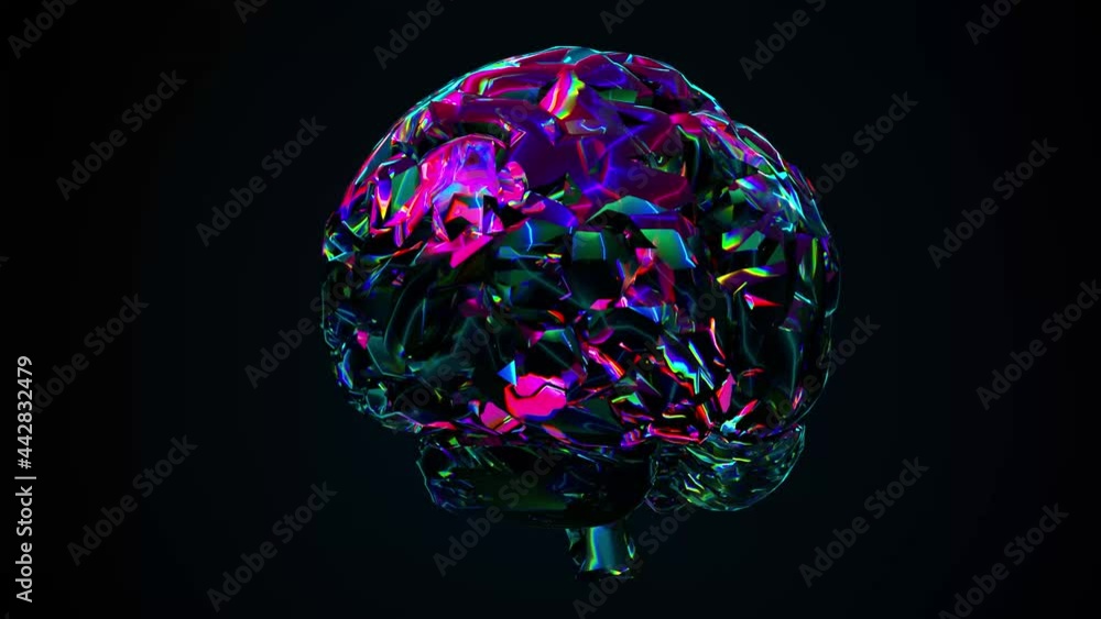 Poster bright digital 3d render intelligence with shimmering synapse tracks. futuristic artificial mind wit