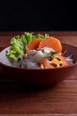 Cebiche peruvian on a table
