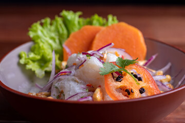 Cebiche peruvian on a table