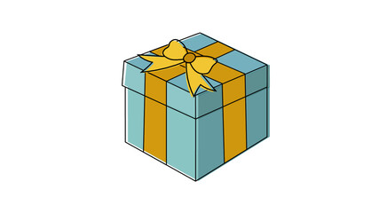 caja de regalo para cumpleaños o navidad color azul y un listón amarillo