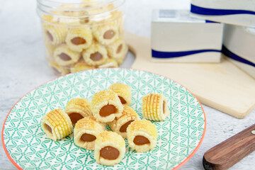 Malaysian Kuih Raya called Tart Nenas or Pineapple Tart. Popular kuih raya on Hari Raya Aidilfitri in Malaysia.
