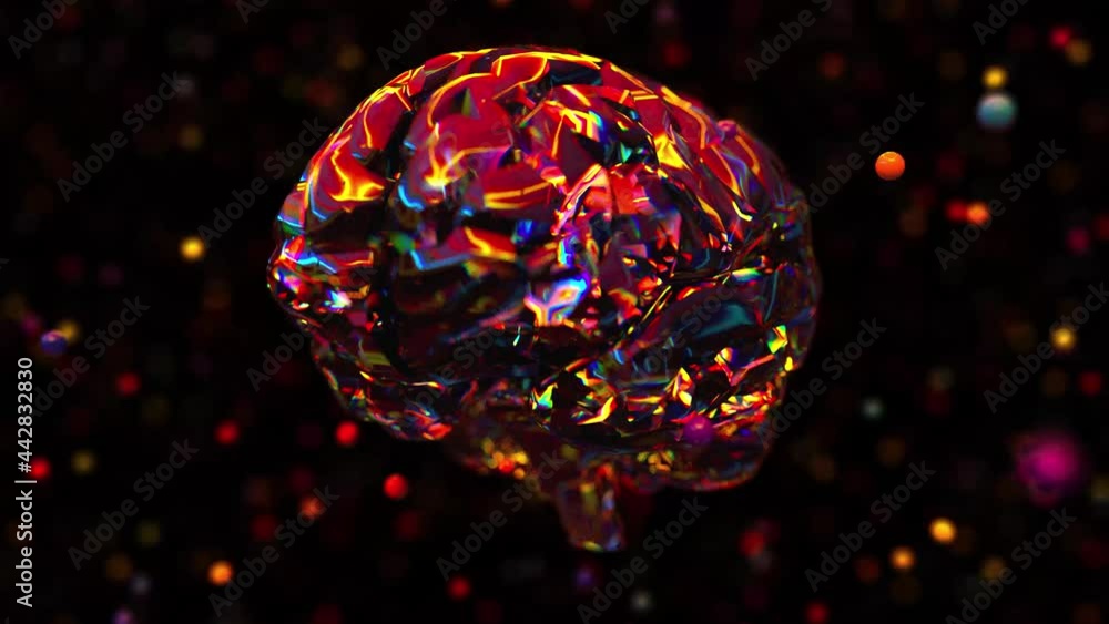 Poster bright digital 3d render intelligence with shimmering synapse tracks. futuristic artificial mind wit