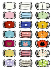 可愛い手作りマスク色々セット（平面マスク・プリーツマスク・立体マスク