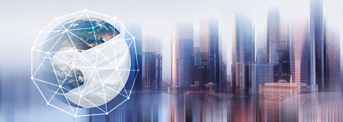 Planet earth is wearing a protective mask. 3d illustration