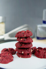 Malaysian Kuih Raya called Red Velvet Cookies. Popular kuih raya on Hari Raya Aidilfitri in...
