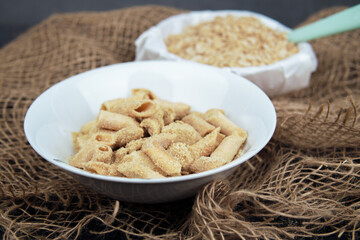 Malaysian Kuih Raya called Crunchy Popia Nestum. Popular kuih raya on Hari Raya Aidilfitri in Malaysia. Selective focus.